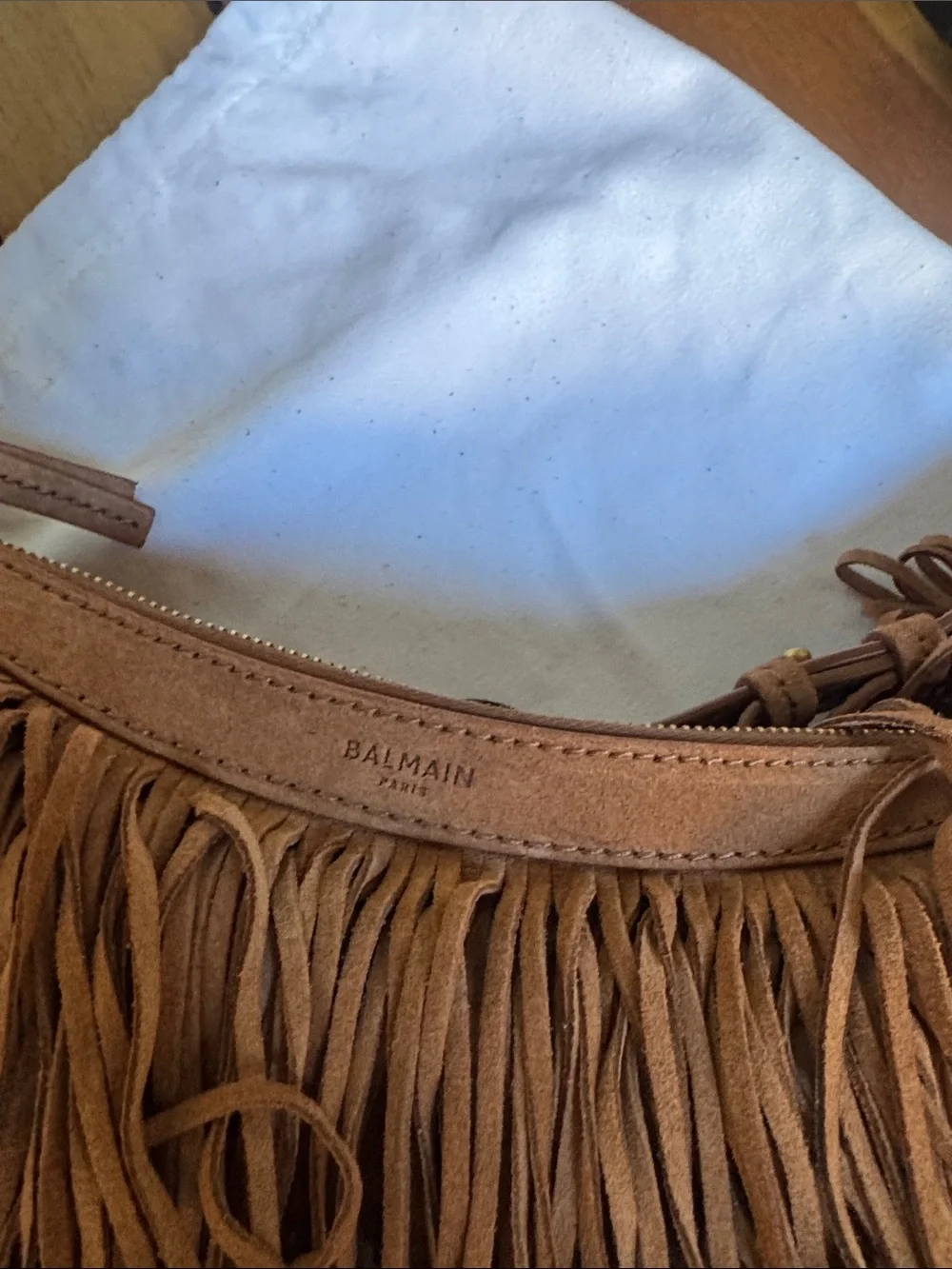 Balmain Ébène fringed suede bag